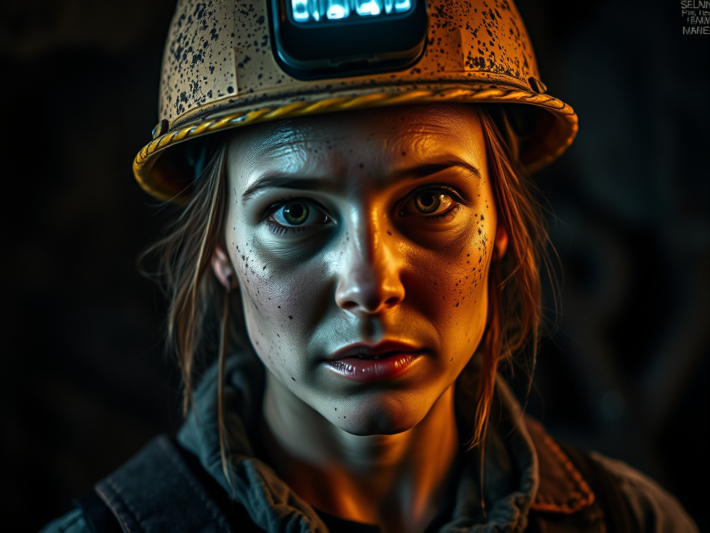 Generated with the Jetpack AI using the term "female miner". In the public domain.