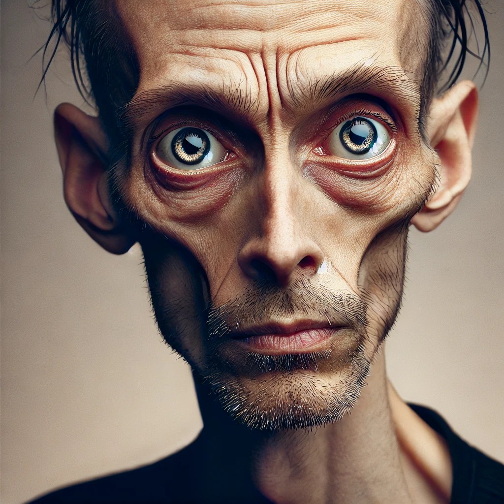 Created with DALL-E via ChatGPT using the term "ugly person". In the public domain.